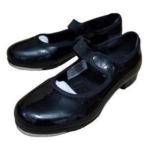 Bloch Girls Black Tap Shoes Sz 9 M Maryjane Taps Shiny with Rounded Toes Toddle
